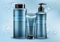 Mens skincare cosmetics line realistic vector