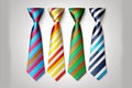 Mens striped ties, colored neckties with straps. on a white background, alone Royalty Free Stock Photo