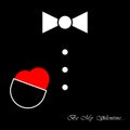 Mens suit with bow tie and heart