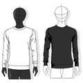 Mens sweatshirt long sleeve, front view, isolated on white background vector illustration. Clothes collection