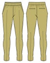 Mens Tailored chino Pants design flat sketch vector illustration, Slim fit formal trouser pants concept with front and back view,