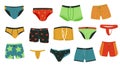 Mens underpants. Cartoon doodle male underwear clothing swimwear shorts, colorful fashion briefs trunks knickers casual