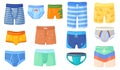 Mens underpants. Men underwear pants, briefs casual boxer panties or swimming trunks, white boy lingerie male garmenting Royalty Free Stock Photo