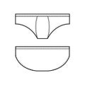 Mens underwear in front and back view. Template for design of cl