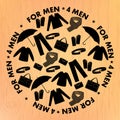 Mens wear and accessories shapes pattern.