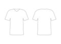 Mens white t-shirt outline template with short sleeve and v neck. Shirt mockup in front and back view. Vector Royalty Free Stock Photo