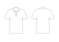 Mens white t-shirt outline template with short sleeve and v polo neck. Shirt mockup in front and back view. Vector illustration Royalty Free Stock Photo