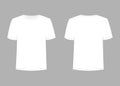 Mens white t-shirt with short sleeve. Shirt mockup in front and back view. Vector template illustration Royalty Free Stock Photo