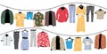 Mens and Womans Clothes on Hanger.