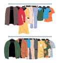 Mens and Womans Clothes on Hanger.