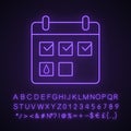 Menstrual calendar neon light icon