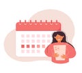 Menstrual Calendar Planning: Woman Using Smartphone app for Period Tracking