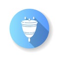 Menstrual cup blue flat design long shadow glyph icon