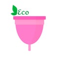 Menstrual cup - eco friendly, woman hygiene products. Vector flat