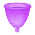 Menstrual cup purple woman hygiene and healthcare element realistic vector illustration