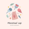 Menstrual cup set, various silicone cups for womens periods, fabric bag, reusable supplies for menses, zero waste