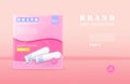 Menstrual cycle sanitary tampons advertisement package with place for brand