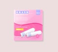 Menstrual cycle sanitary tampons advertisement package with place for brand