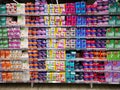 Menstrual hygiene products - absorbent pads on shelves