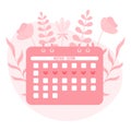 Menstrual Period Calendar with floral background. Vector