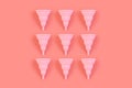 Menstrual pink cups pattern on a pink background.