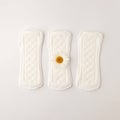 Menstrual Woman hygiene protection of sanitary pad on white background, woman menstruation cycle and critical day, menstruation fr