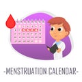 Menstruation calendar medical concept. Vector illustration.