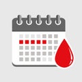 Menstruation calendar red signs of menstrual cycle Royalty Free Stock Photo