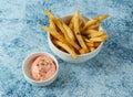 mentaiko fries served in plate isolated on background top view of italian food