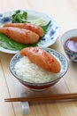 Mentaiko spicy cod roe on rice, japanese food Royalty Free Stock Photo
