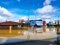 Mentakab,Malaysia-12 January 2021-Mentakab city affected by flash floods.Roads and shop lots closed due to unexpected flood.