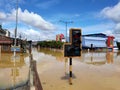 Mentakab,Malaysia-12 January 2021-Mentakab city affected by flash floods.Roads and shop lots closed due to unexpected flood.