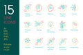 Mental activity color linear icons set