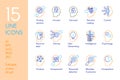 Mental activity color linear icons set