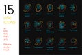 Mental activity color linear icons set