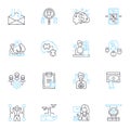 Mental agility linear icons set. Flexibility, Adaptability, Quick-wittedness, Resourcefulness, Ingenuity, Elasticity