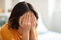 Mental Breakdown. Closeup Portrait Of Young Female Crying In Home Interior Royalty Free Stock Photo