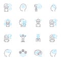 Mental Capacity linear icons set. Cognition, Intelligence, Ability, Competence, Rationality, Sanity, Understanding line