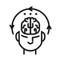 Mental Concentration Black And White Icon Illustration