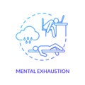 Mental exhaustion blue concept icon. Depression sign. Psychological crisis. Emotional problem. Gloomy employee. Burnout