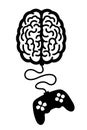 Mental game - gamepad and joystick is playing intellectual game using brain and mind.