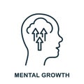 Mental Growth Line Icon. Human Head with Arrow Up Linear Pictogram. Psychology Therapy Outline Sign. Intellectual