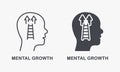 Mental Growth Silhouette and Line Icon Set. Psychology Therapy Symbol Collection. Human Head with Ladder, Potential Royalty Free Stock Photo