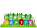 Word, writing health and safety. Vector illustration concept for protection and safety