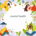 Mental health background in hand drawn style Royalty Free Stock Photo