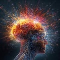 Mental health concept, alzheimer and epilepsy disorder, stress and migraine seizure, brain wave, generative AI