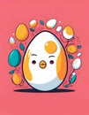 Mental health concept. Egg character with mental health issues, disorders, AI Generation