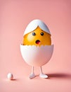 Mental health concept. Egg character with mental health issues, disorders, AI Generation
