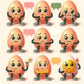 Mental health concept. Egg characters with mental health issues, disorders, AI Generation