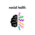 Mental health hand drawn creative mind logo in cartoon comic style vibrant colors Royalty Free Stock Photo